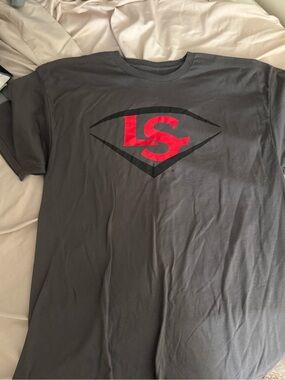 LS Logo Crew Neck Short-Sleeve T-Shirt - Charcoal with Red Logo